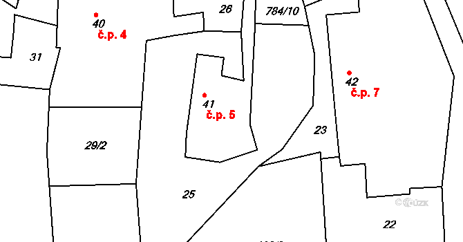 Srlín 5, Bernartice na parcele st. 41 v KÚ Srlín, Katastrální mapa