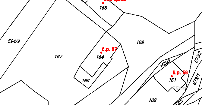 Bukovice 57, Velké Losiny na parcele st. 164 v KÚ Bukovice u Velkých Losin, Katastrální mapa