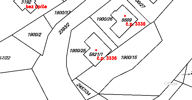 Havlíčkův Brod 3336 na parcele st. 5821/1 v KÚ Havlíčkův Brod, Katastrální mapa