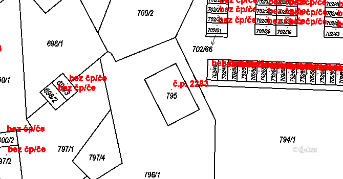Sokolov 2283 na parcele st. 795 v KÚ Sokolov, Katastrální mapa