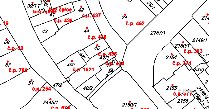 Pohořelice 434 na parcele st. 47/1 v KÚ Pohořelice nad Jihlavou, Katastrální mapa