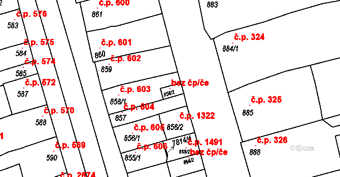 Uherský Brod 100158366 na parcele st. 858/2 v KÚ Uherský Brod, Katastrální mapa