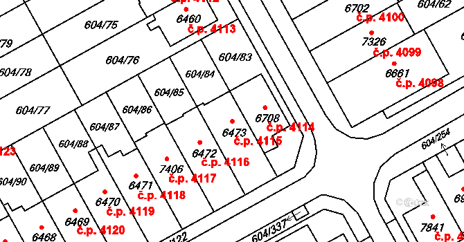 Kroměříž 4115 na parcele st. 6473 v KÚ Kroměříž, Katastrální mapa