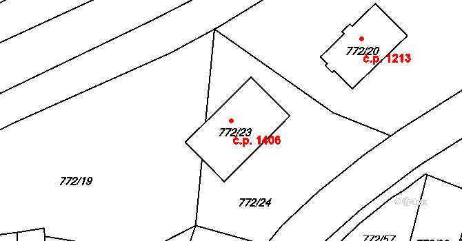 Holešov 1406 na parcele st. 772/23 v KÚ Holešov, Katastrální mapa