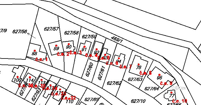 Křenůvky 5, Myslejovice na parcele st. 92 v KÚ Křenůvky, Katastrální mapa