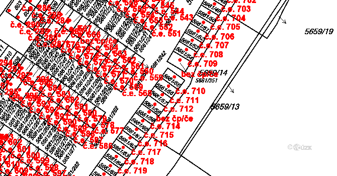 Jihlava 711 na parcele st. 5661/56 v KÚ Jihlava, Katastrální mapa