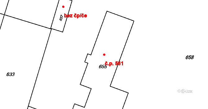 Horní Těrlicko 561, Těrlicko na parcele st. 655 v KÚ Horní Těrlicko, Katastrální mapa