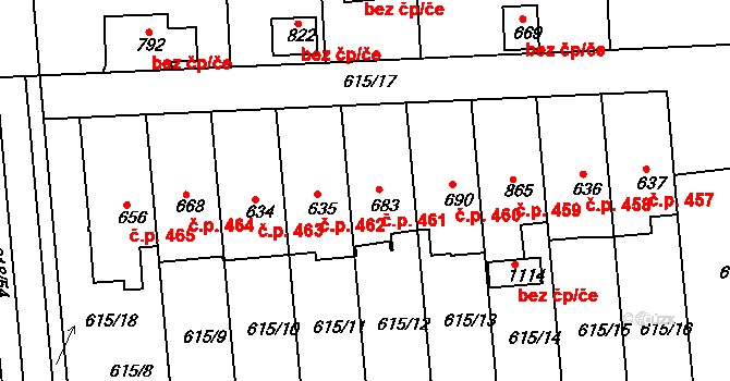 Olešovice 461, Kamenice na parcele st. 683 v KÚ Ládví, Katastrální mapa