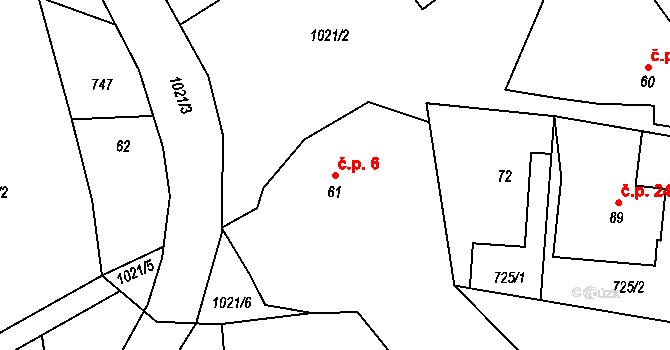 Vitanovice 6, Pěnčín na parcele st. 61 v KÚ Pěnčín, Katastrální mapa