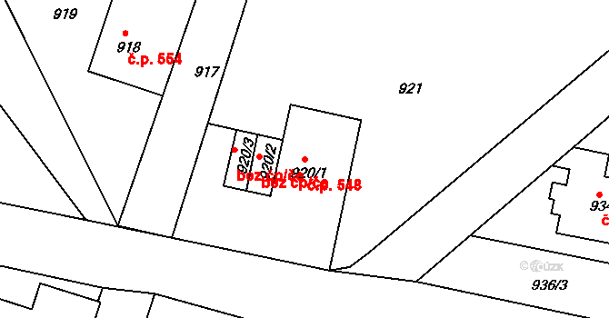 Hrádek nad Nisou 548 na parcele st. 920/1 v KÚ Hrádek nad Nisou, Katastrální mapa
