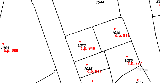 Děčín IV-Podmokly 846, Děčín na parcele st. 1037 v KÚ Podmokly, Katastrální mapa