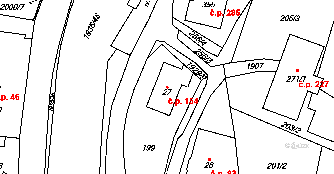 Adolfovice 154, Bělá pod Pradědem na parcele st. 27 v KÚ Adolfovice, Katastrální mapa