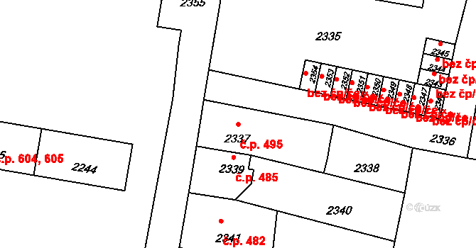 Mimoň I 495, Mimoň na parcele st. 2337 v KÚ Mimoň, Katastrální mapa