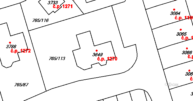 Strakonice I 1270, Strakonice na parcele st. 3649 v KÚ Strakonice, Katastrální mapa