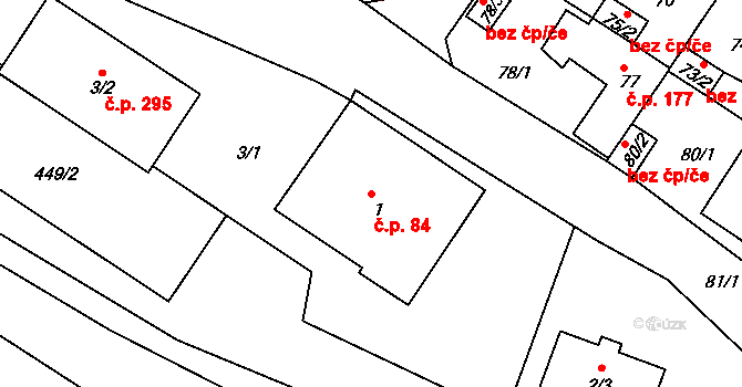 Prosetice 84, Teplice na parcele st. 1 v KÚ Prosetice, Katastrální mapa