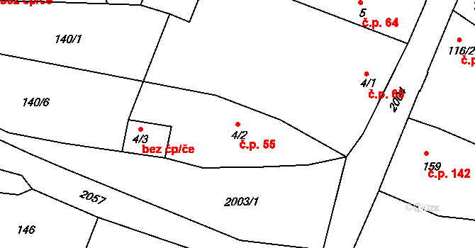 Staňkov I 55, Staňkov na parcele st. 4/2 v KÚ Staňkov-město, Katastrální mapa