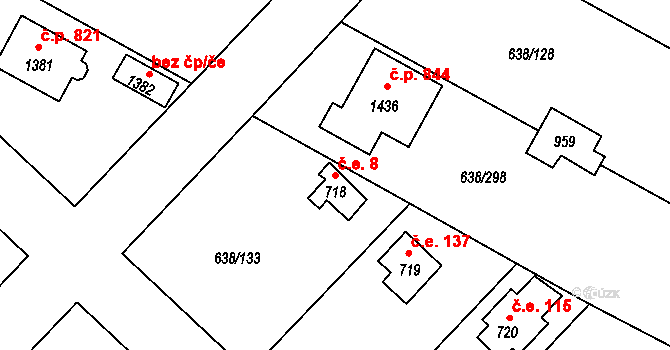 Šestajovice 8 na parcele st. 718 v KÚ Šestajovice u Prahy, Katastrální mapa
