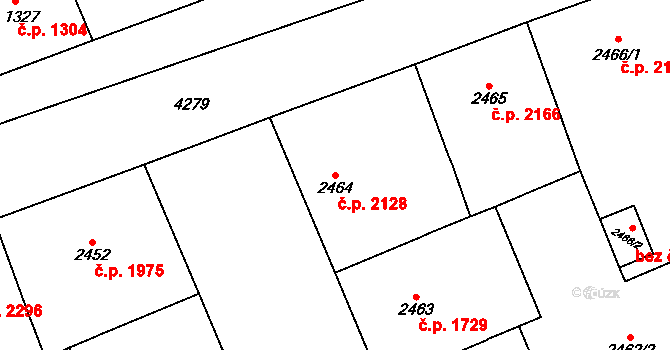 Vinohrady 2128, Praha na parcele st. 2464 v KÚ Vinohrady, Katastrální mapa