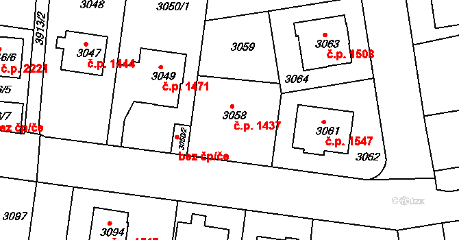 Modřany 1437, Praha na parcele st. 3058 v KÚ Modřany, Katastrální mapa