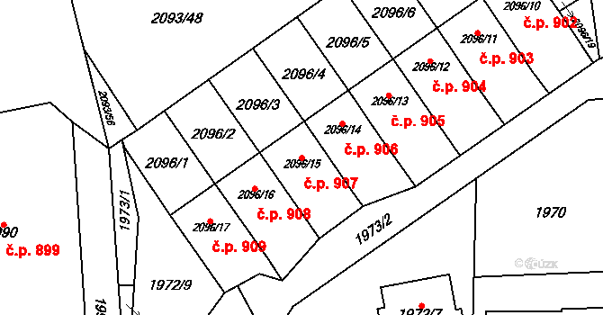 Bludovice 907, Havířov na parcele st. 2096/15 v KÚ Bludovice, Katastrální mapa