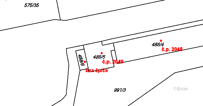 Mariánské Hory 2049, Ostrava na parcele st. 488/5 v KÚ Mariánské Hory, Katastrální mapa