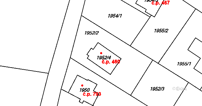Rumburk 1 460, Rumburk na parcele st. 1952/4 v KÚ Rumburk, Katastrální mapa