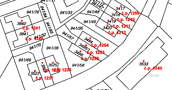 Sušice II 1253, Sušice na parcele st. 3495/1 v KÚ Sušice nad Otavou, Katastrální mapa