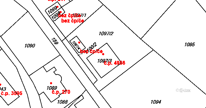 Vrkoslavice 4956, Jablonec nad Nisou na parcele st. 1097/3 v KÚ Vrkoslavice, Katastrální mapa