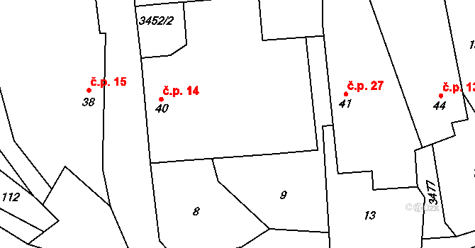 Jeníkov 14, Čechtice na parcele st. 40 v KÚ Jeníkov u Vlašimi, Katastrální mapa