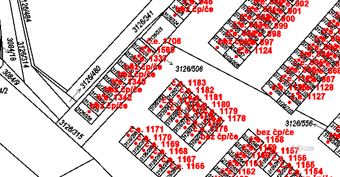 Pelhřimov 1183 na parcele st. 3126/276 v KÚ Pelhřimov, Katastrální mapa