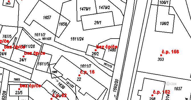 Prlov 39520366 na parcele st. 26/2 v KÚ Prlov, Katastrální mapa