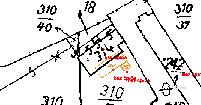 Doubravy 149 na parcele st. 314 v KÚ Doubravy, Katastrální mapa