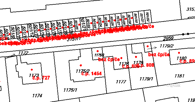 Praha 40381366 na parcele st. 1175/3 v KÚ Braník, Katastrální mapa