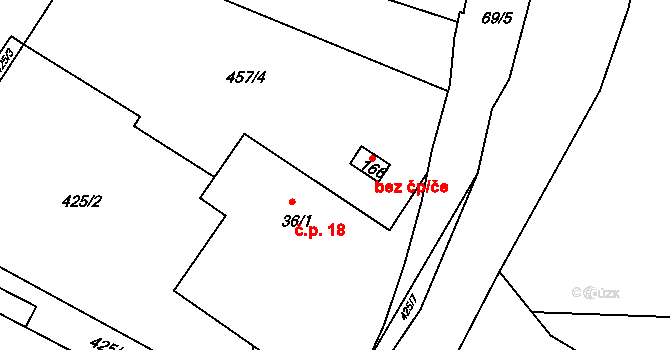 Valy 40433366 na parcele st. 166 v KÚ Valy nad Labem, Katastrální mapa