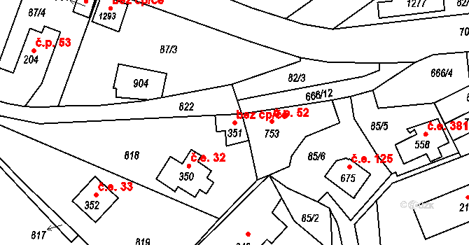 Štěchovice 41660366 na parcele st. 351 v KÚ Štěchovice u Prahy, Katastrální mapa