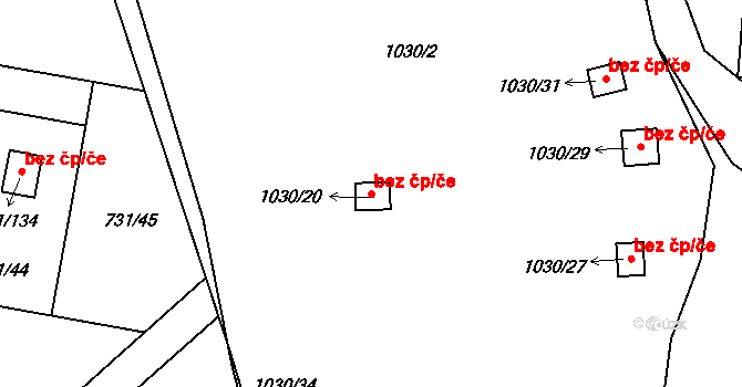 Proboštov 42053366 na parcele st. 1030/20 v KÚ Proboštov u Teplic, Katastrální mapa