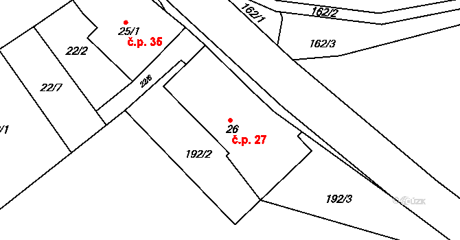 Pěšice 27, Řepníky na parcele st. 26 v KÚ Pěšice, Katastrální mapa