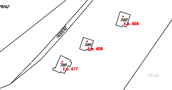 Seč 408 na parcele st. 389 v KÚ Seč, Katastrální mapa