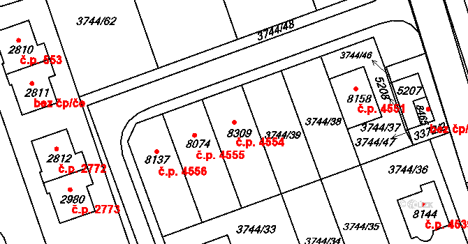 Kroměříž 4554 na parcele st. 8309 v KÚ Kroměříž, Katastrální mapa