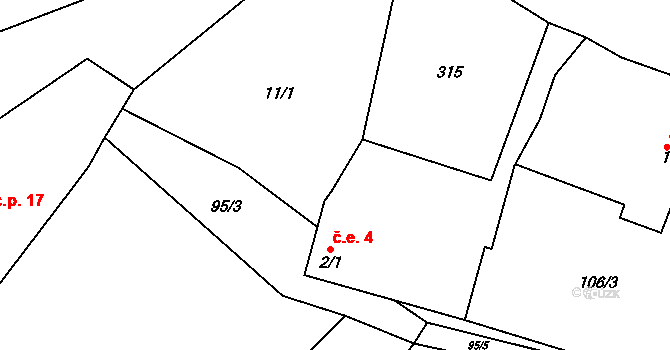 Svinná 4, Horšovský Týn na parcele st. 2/1 v KÚ Svinná u Štítar, Katastrální mapa