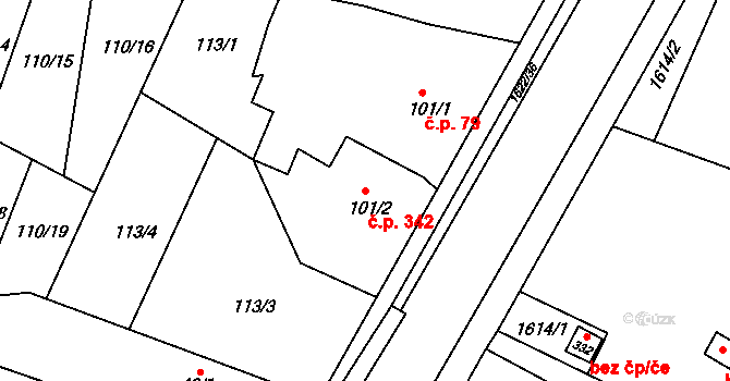 Opatovice nad Labem 342 na parcele st. 101/2 v KÚ Opatovice nad Labem, Katastrální mapa