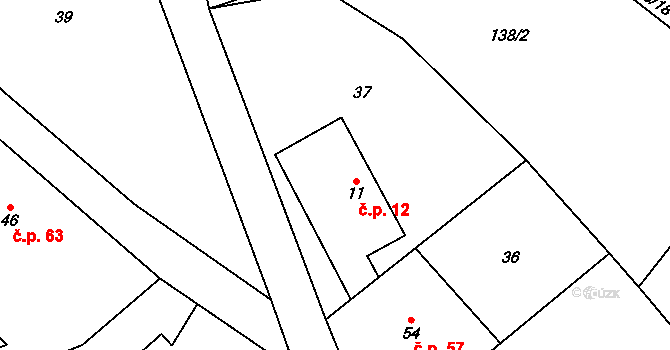 Hoděšovice 12, Býšť na parcele st. 11 v KÚ Hoděšovice, Katastrální mapa