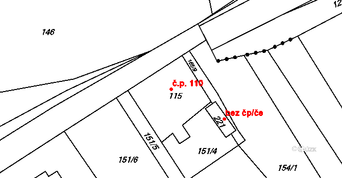 Trnávka 110 na parcele st. 115 v KÚ Trnávka, Katastrální mapa