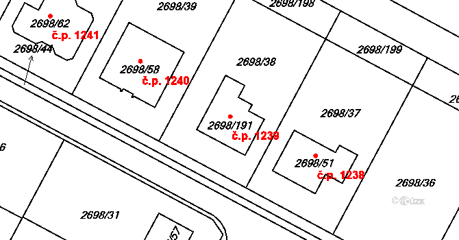 Svatobořice 1239, Svatobořice-Mistřín na parcele st. 2698/191 v KÚ Svatobořice, Katastrální mapa