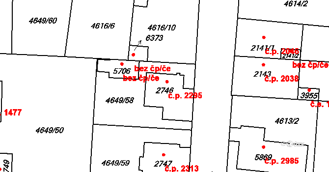 Žatec 2295 na parcele st. 2746 v KÚ Žatec, Katastrální mapa