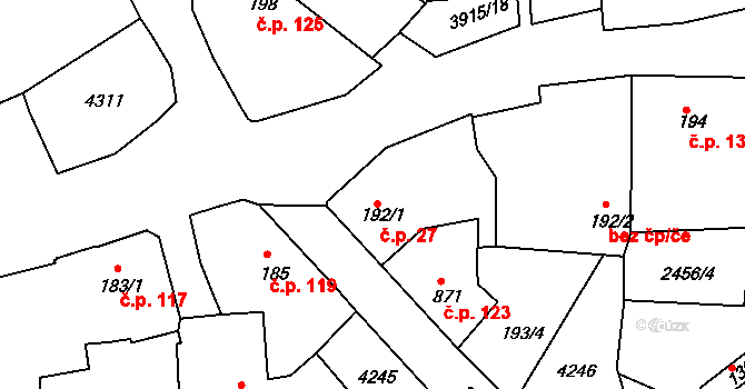 Stod 27 na parcele st. 192/1 v KÚ Stod, Katastrální mapa