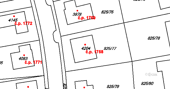 Humpolec 1758 na parcele st. 4204 v KÚ Humpolec, Katastrální mapa