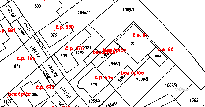 Boršice 98124366 na parcele st. 1063 v KÚ Boršice u Buchlovic, Katastrální mapa