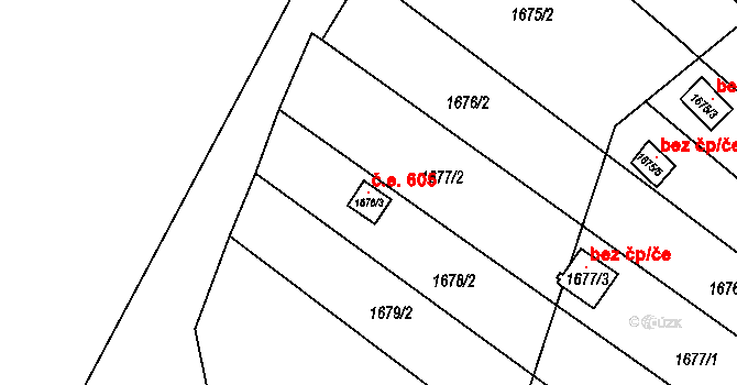 Miřetice u Klášterce nad Ohří 605, Klášterec nad Ohří na parcele st. 1678/3 v KÚ Miřetice u Klášterce nad Ohří, Katastrální mapa