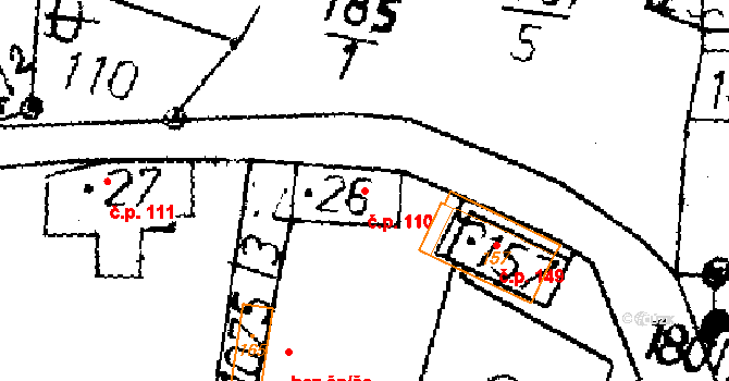 Loučky 110, Verneřice na parcele st. 26 v KÚ Loučky u Verneřic, Katastrální mapa